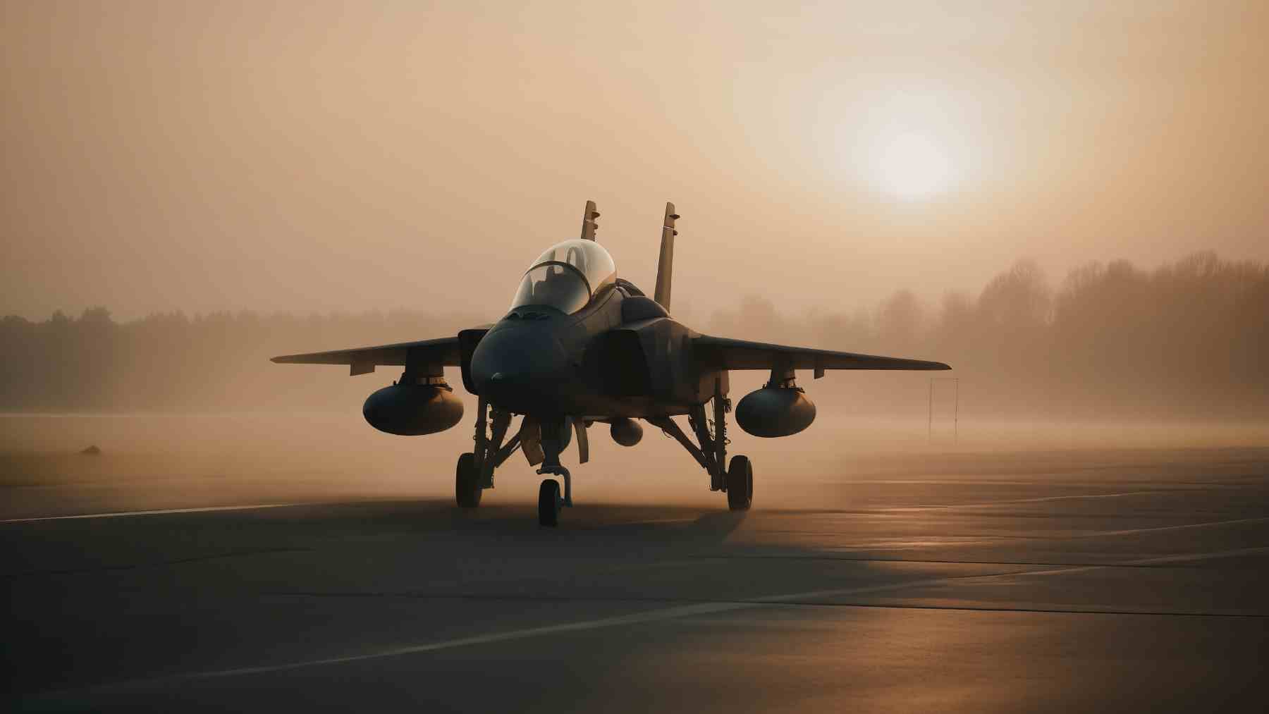 Piloto de combate en pista durante entrenamiento en España, preparación SERE para supervivencia en entorno hostil.