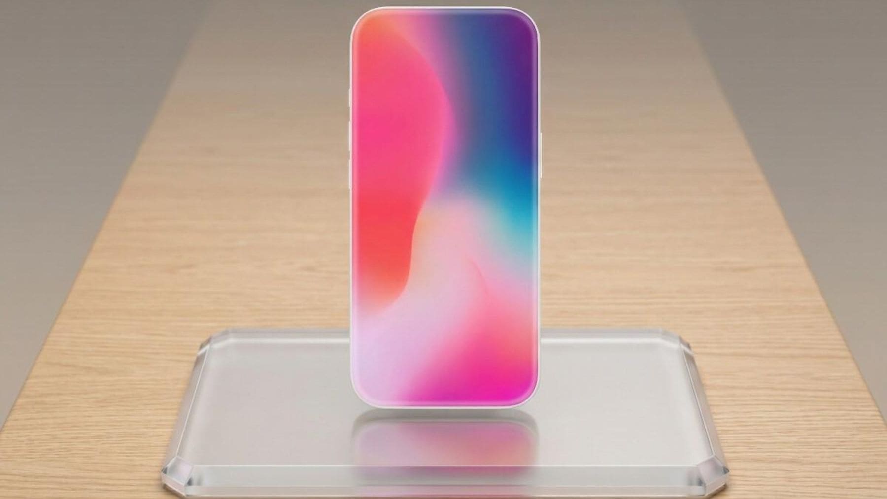 Concepto del iPhone 2027 sin marcos con diseño de cristal y pantalla completa basado en filtraciones.