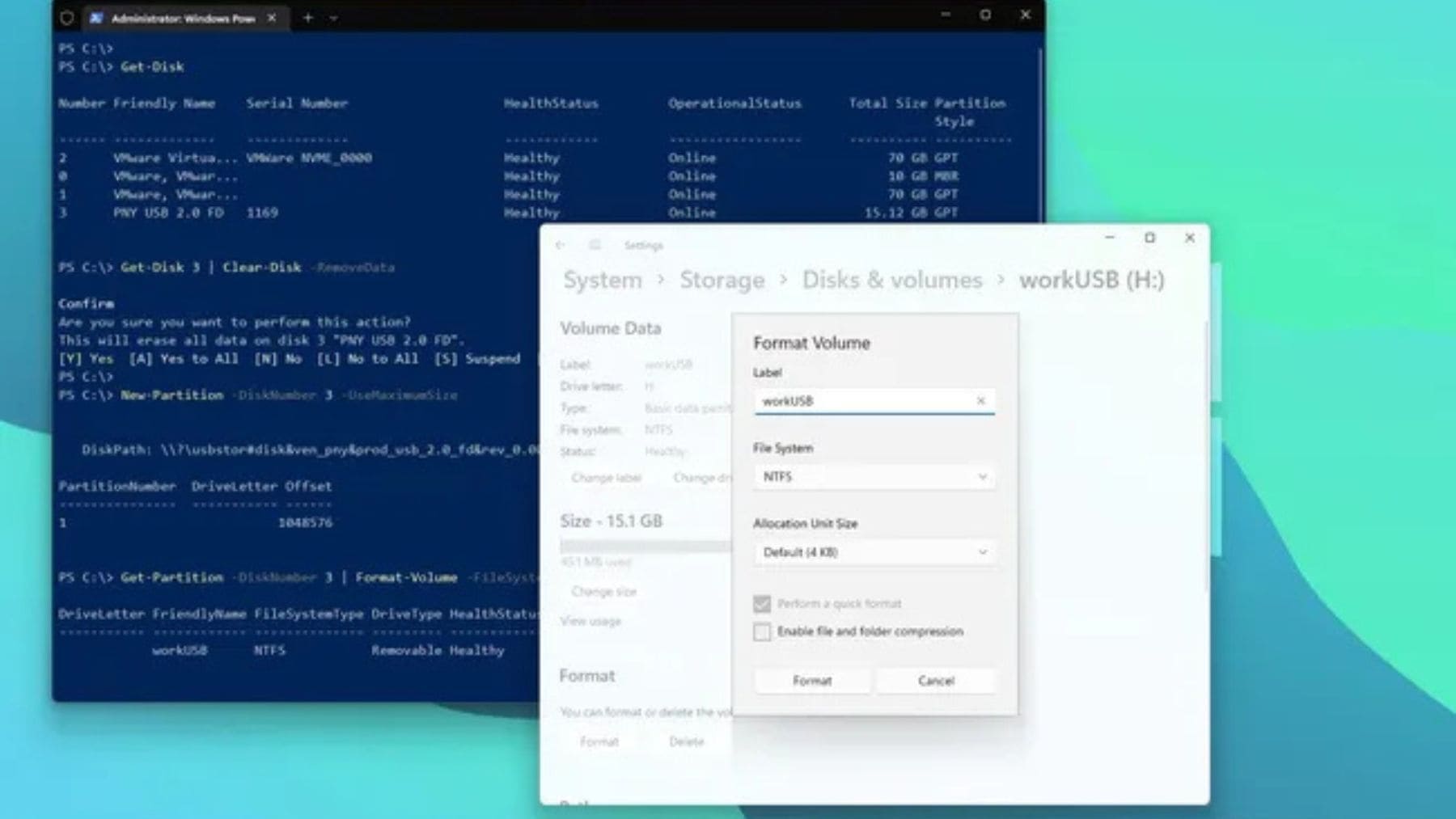 Ventana de formateo de disco en Windows 11 heredada de la interfaz creada en 1994.