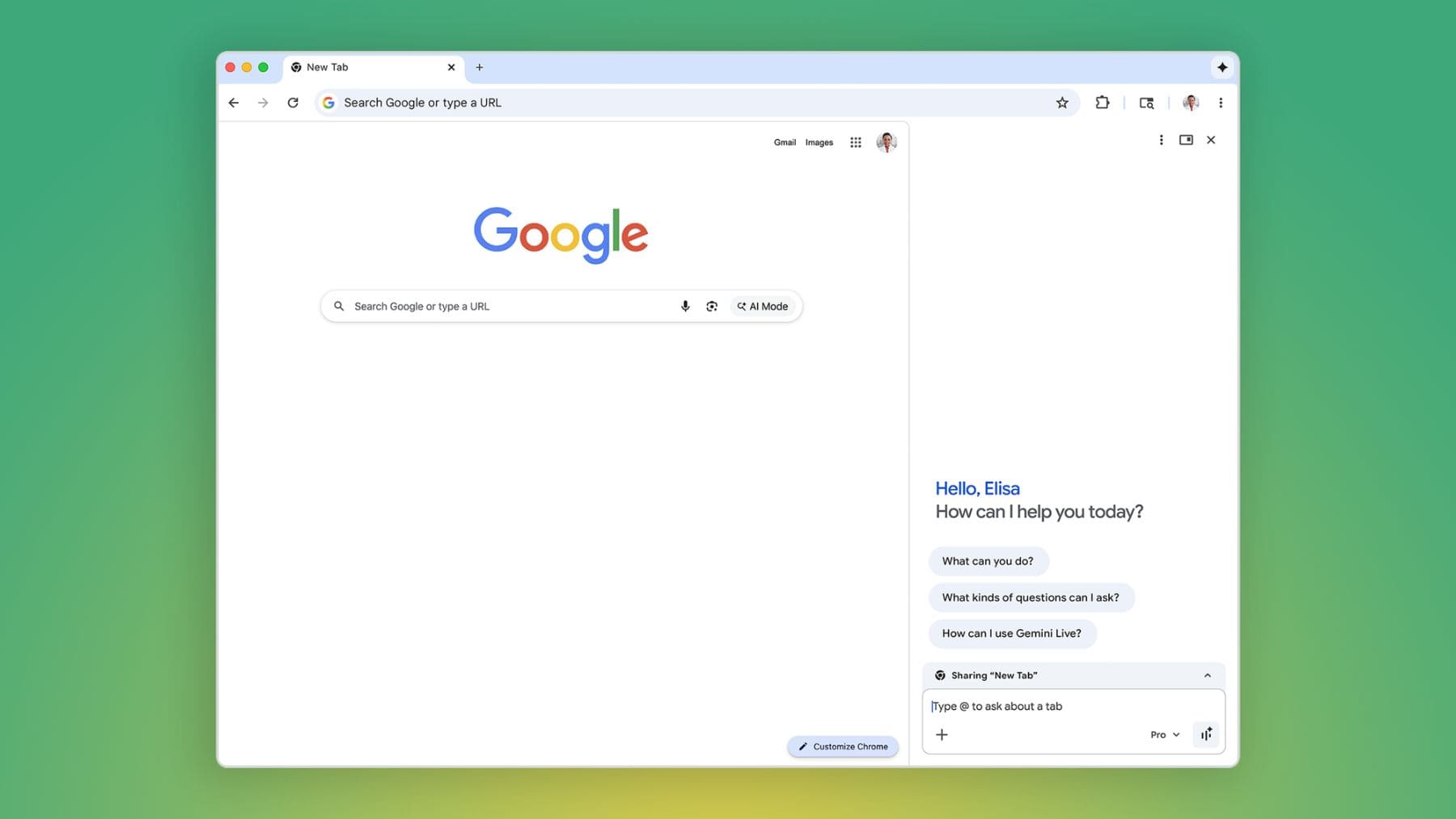 Gemini integrado en Google Chrome mostrando el panel lateral de IA dentro del navegador
