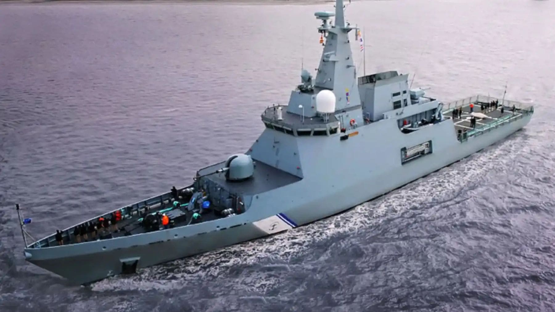 Nuevo patrullero Avante 1800 de Marruecos construido por Navantia durante pruebas de mar en Cádiz.