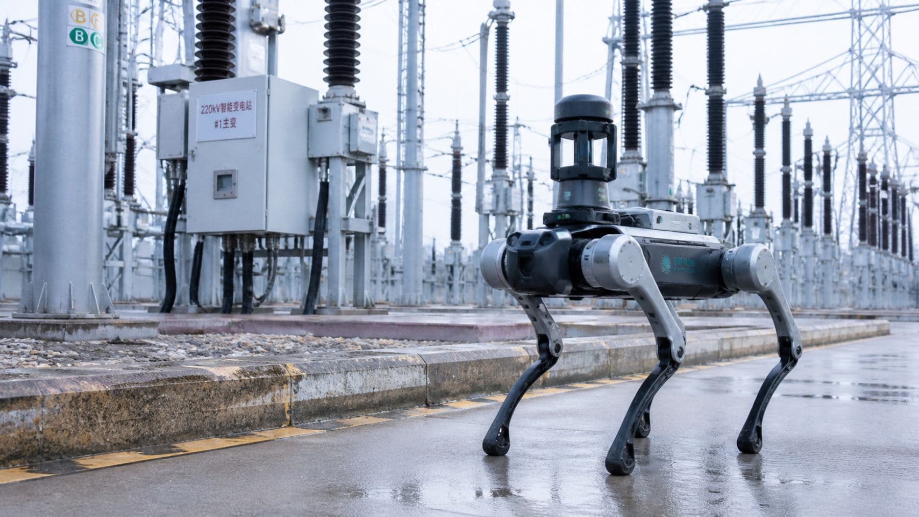 Robot inspeccionando una subestación eléctrica en China dentro del plan de automatización de la red de State Grid.