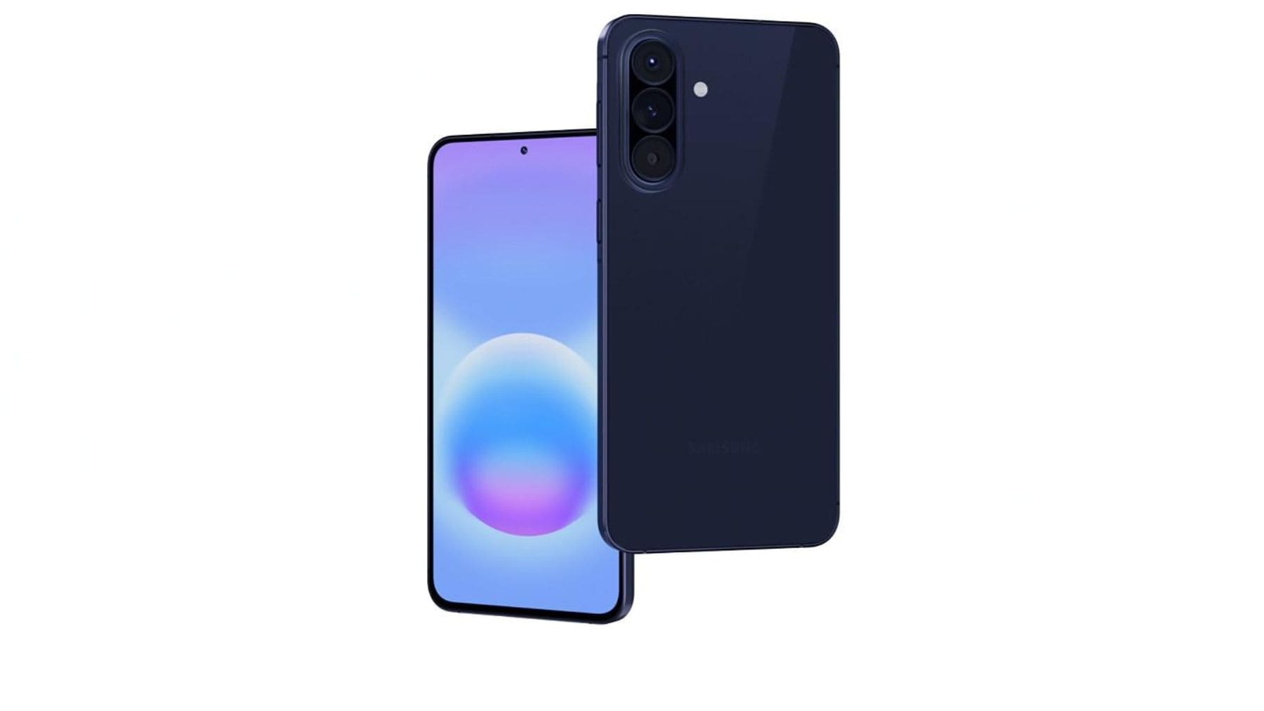 Samsung Galaxy A57 azul con pantalla AMOLED y triple cámara trasera.