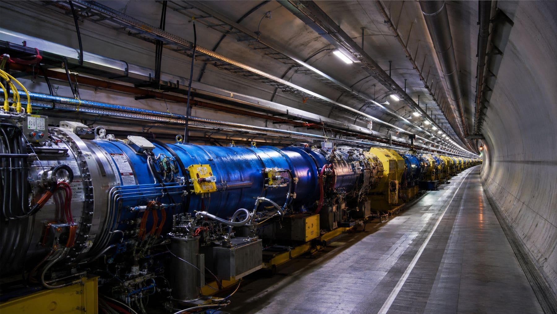 Interior del acelerador RHIC en Brookhaven, infraestructura que será transformada para construir el nuevo colisionador EIC con inteligencia artificial.