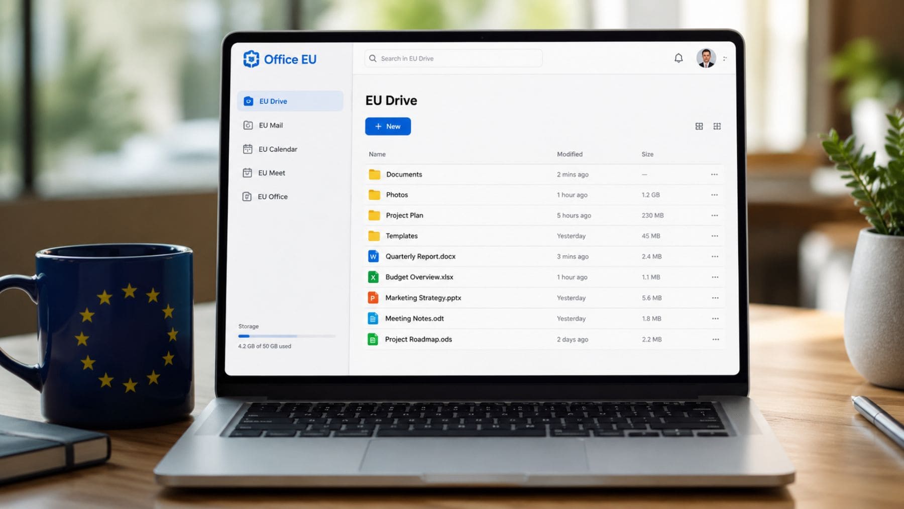 Interfaz de Office EU, la suite ofimática europea alternativa a Microsoft Office y Google Workspace.