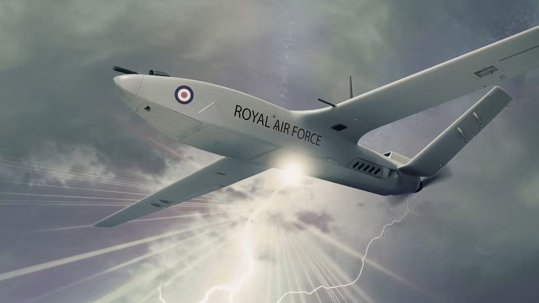 Dron militar de la Royal Air Force utilizado para ilustrar el plan de Reino Unido de invertir más de 5.000 millones de libras en sistemas no tripulados.