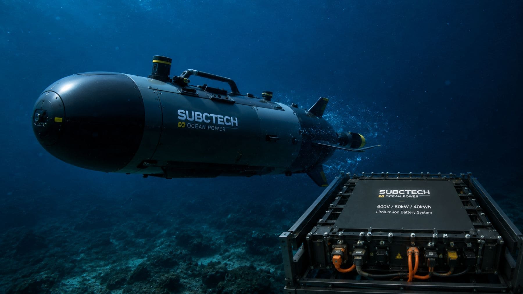 Recreación de un dron submarino autónomo equipado con un sistema de baterías de alta potencia