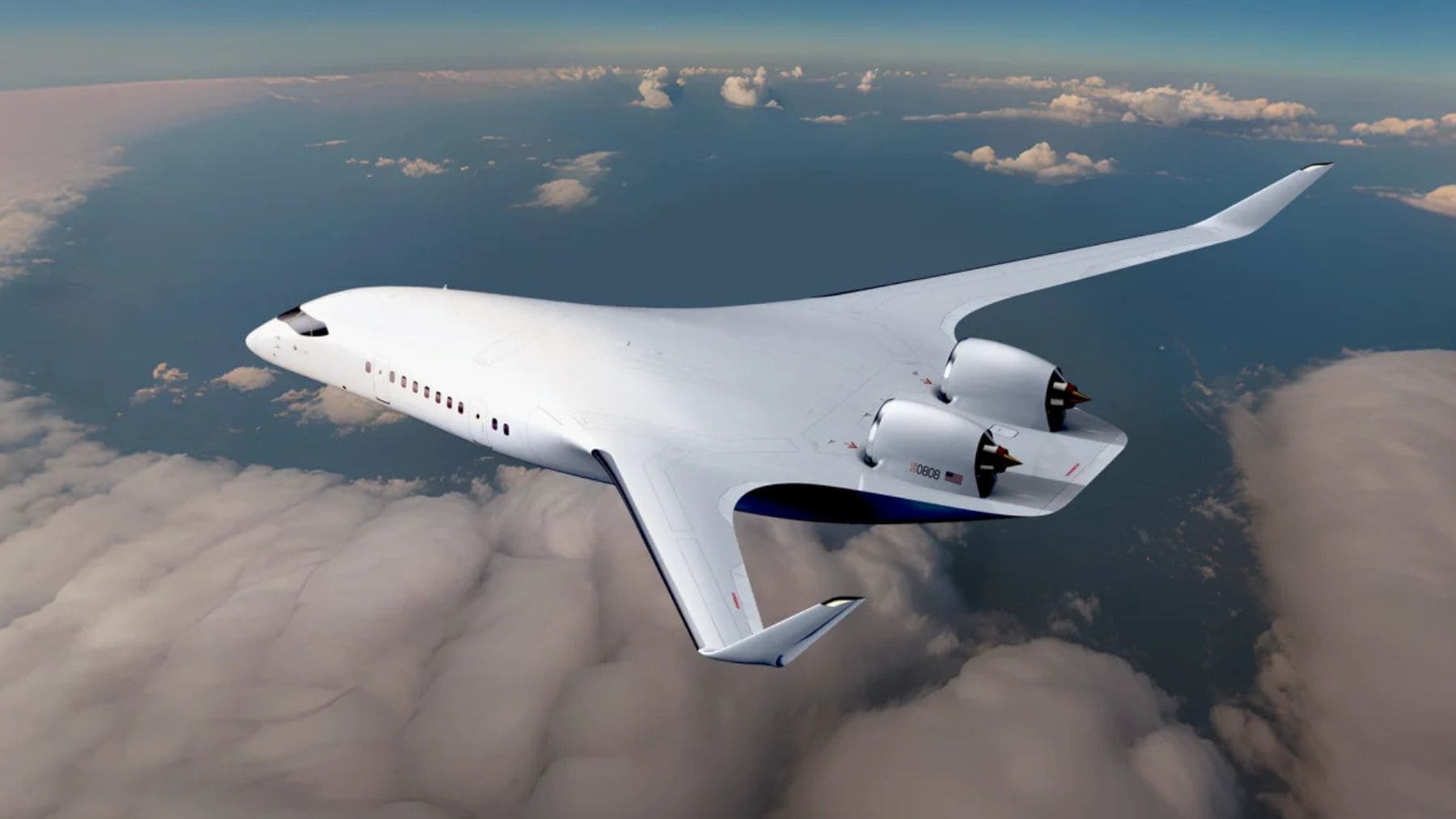 Avión comercial Z4 de JetZero con diseño de fuselaje integrado (Blended Wing Body), apoyado por Japan Airlines.