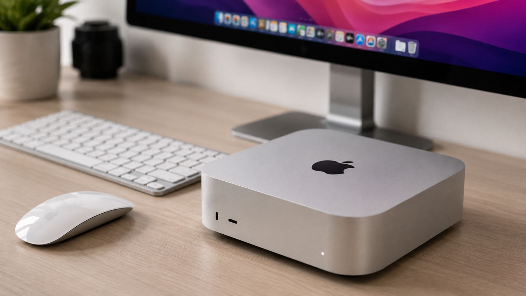 Recreación del supuesto ordenador de sobremesa low cost de Apple junto a monitor, teclado y ratón