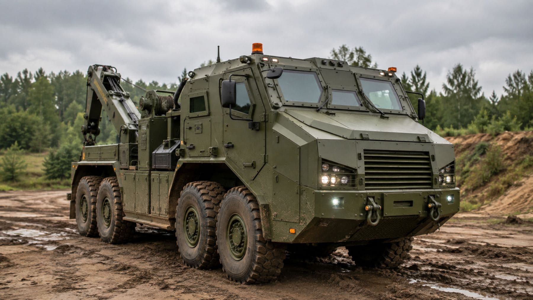 Vehículo blindado de recuperación 6x6 Inguar-4 preparado para remolcar vehículos militares dañados